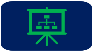 a flow chart in green on a screen on a navy background