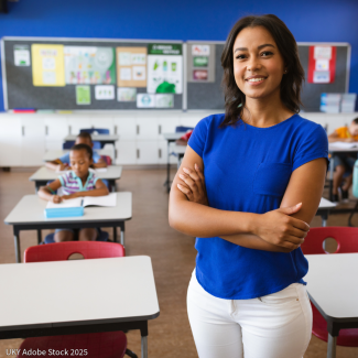 Teacher standing in her class