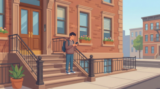 teen outstide of an apartment