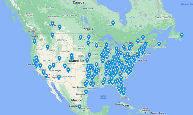 Map of north america sts-isc users