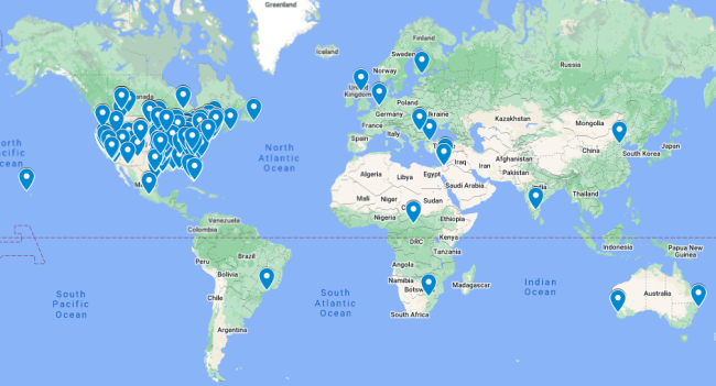 world map of sts-isc users