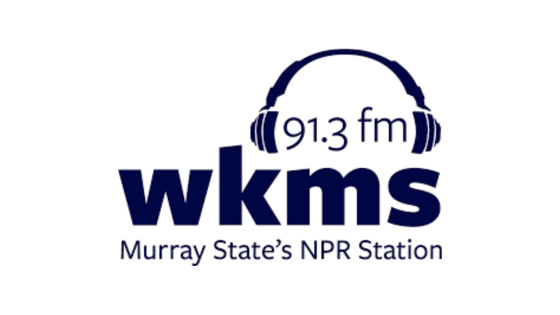 White field with dark blue WKMS Murray State NPR station logo
