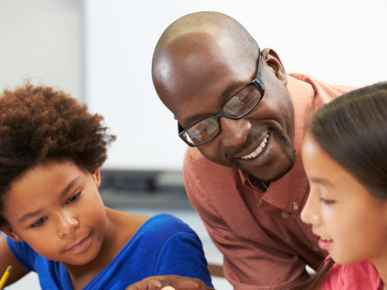 Teacher with children